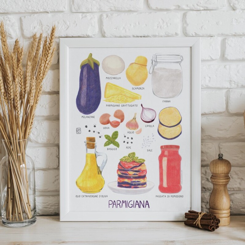Home Cooking In Italian - Unframe Modern Gourmet Recipes Cooking Poster