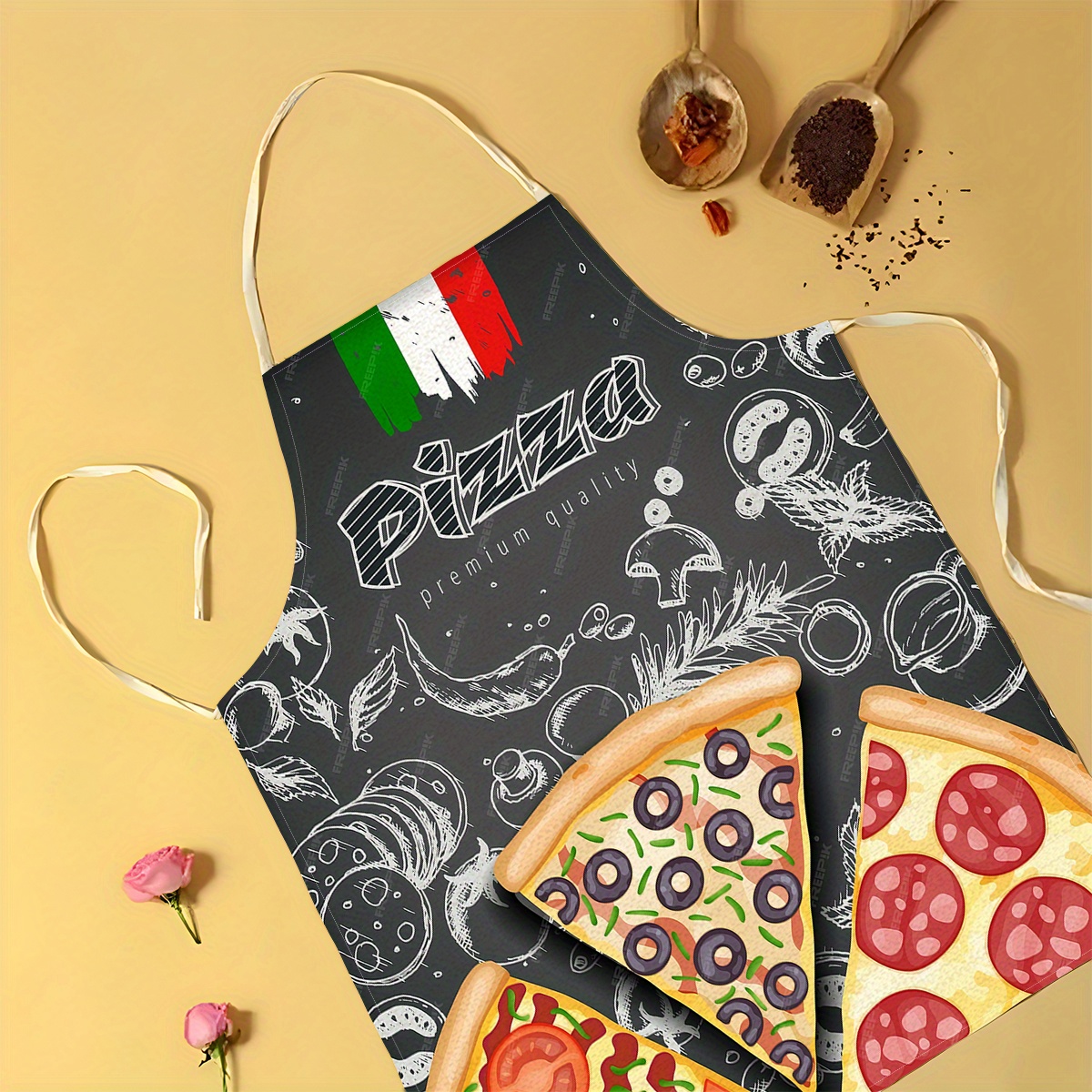 Linen Apron Pizza Italian Food - Home Cooking In Italian ulasan dan harga