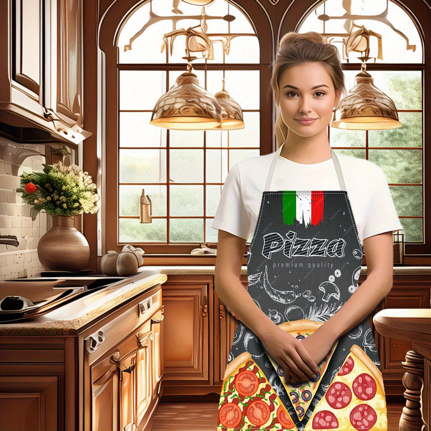 Linen Apron Pizza Italian Food - Home Cooking In Italian ulasan dan harga