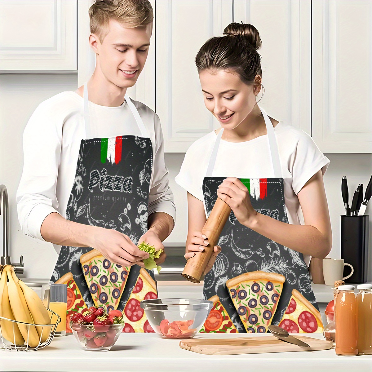 Linen Apron Pizza Italian Food - Home Cooking In Italian ulasan dan harga