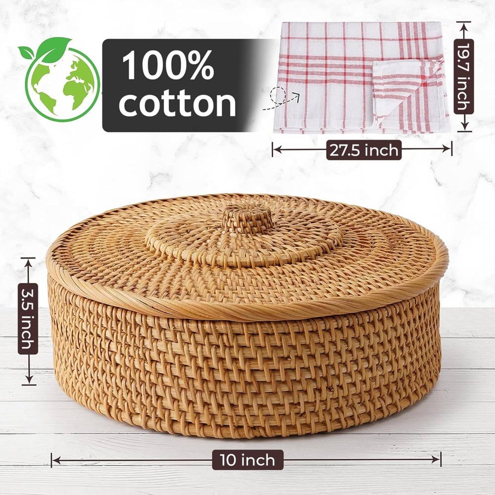 Rattan Tortilla Warmer Basket  - Tortilla Warmer Cloth ulasan dan harga