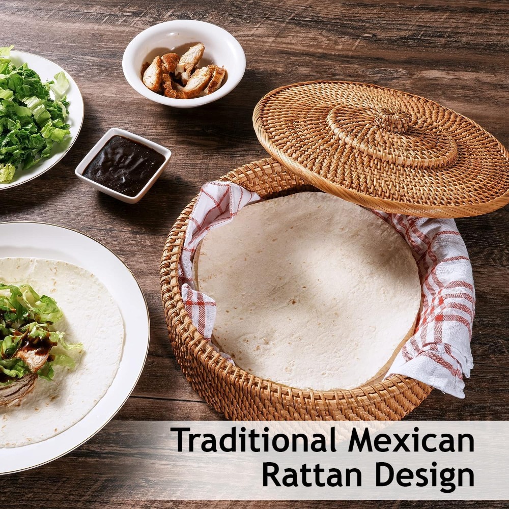 Rattan Tortilla Warmer Basket  - Tortilla Warmer Cloth ulasan dan harga