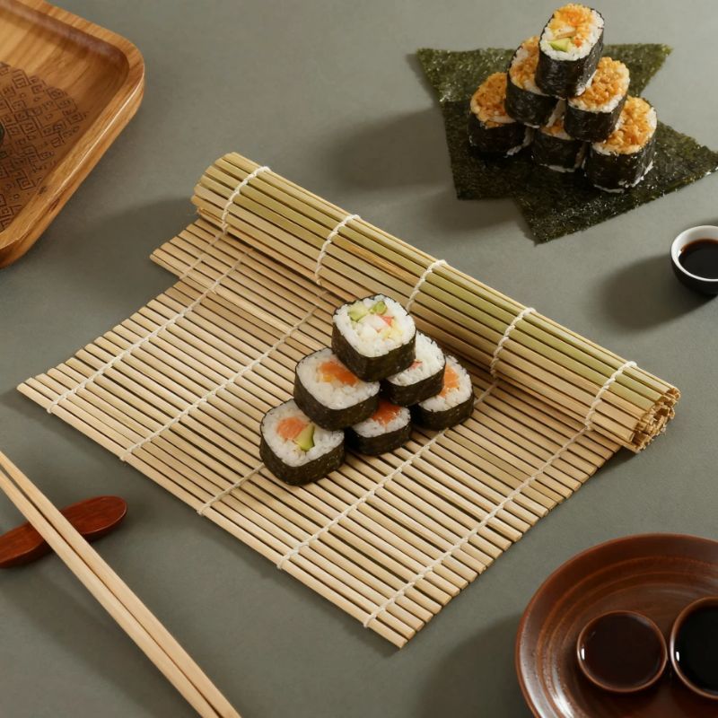 Natural Bamboo Sushi Mat Squar - Sushi Mat Bamboo ulasan dan harga