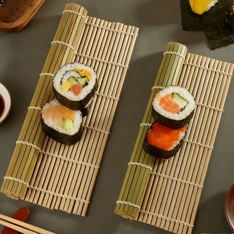 Natural Bamboo Sushi Mat Squar - Sushi Mat Bamboo ulasan dan harga