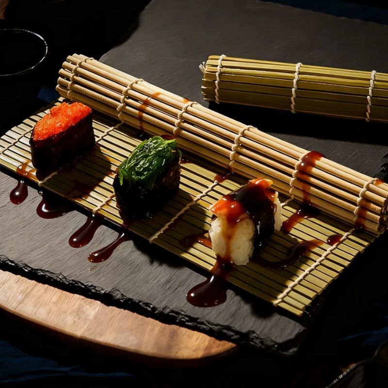 Natural Bamboo Sushi Mat Squar - Sushi Mat Bamboo ulasan dan harga