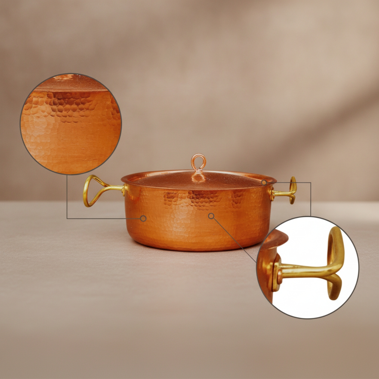 Copper Pot with Lid Flat-Botto - Home Cooking Service ulasan dan harga