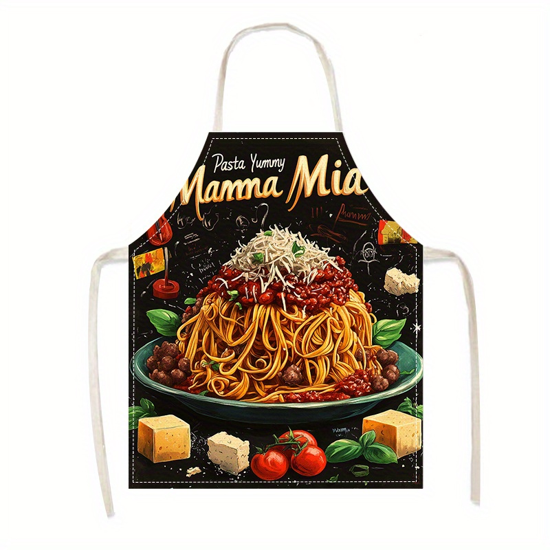 1pc Linen Apron, Pasta-Themed  - Home Cooking In Italian ulasan dan harga