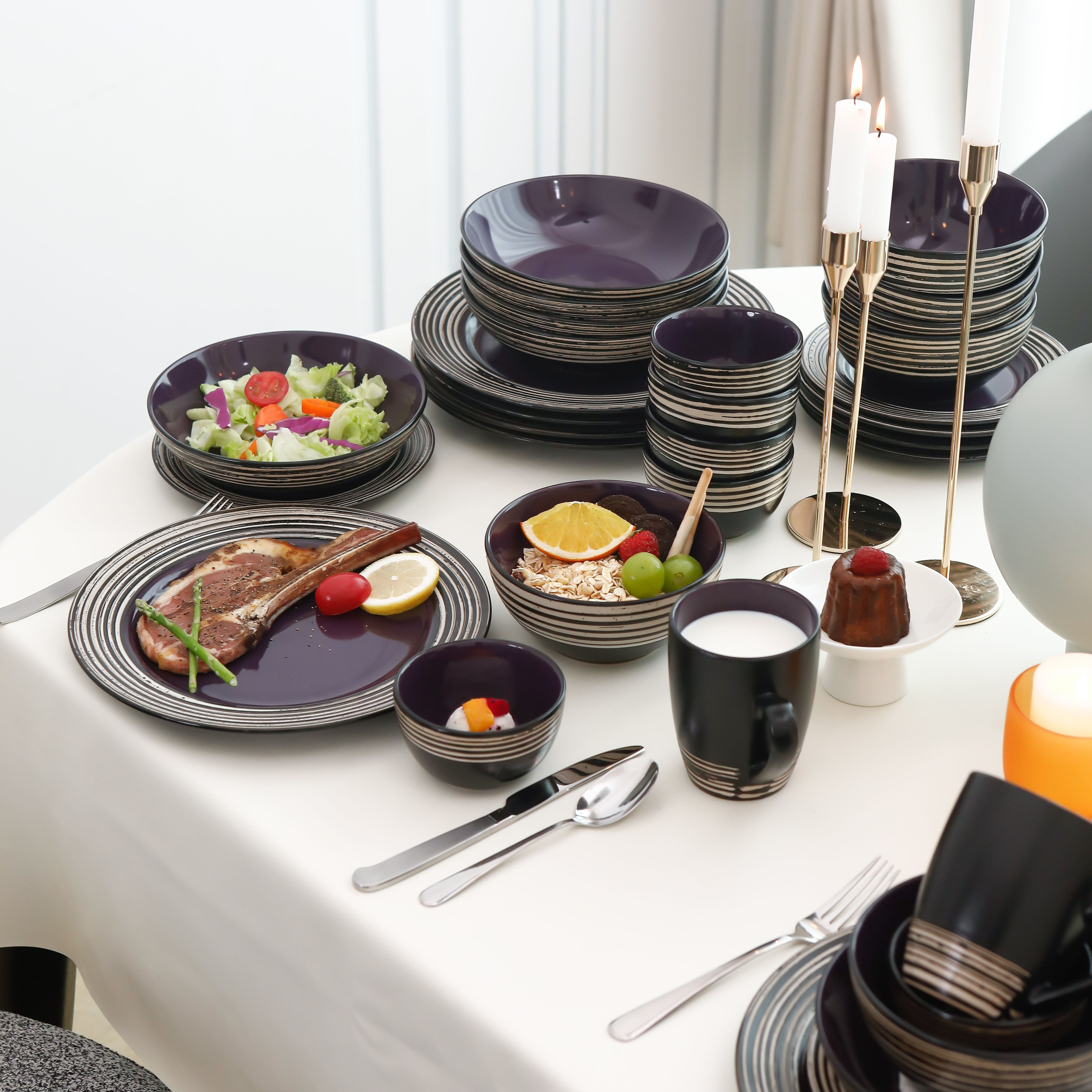 48pcs Stoneware Dinnerware Set - Home Cooking Service ulasan dan harga